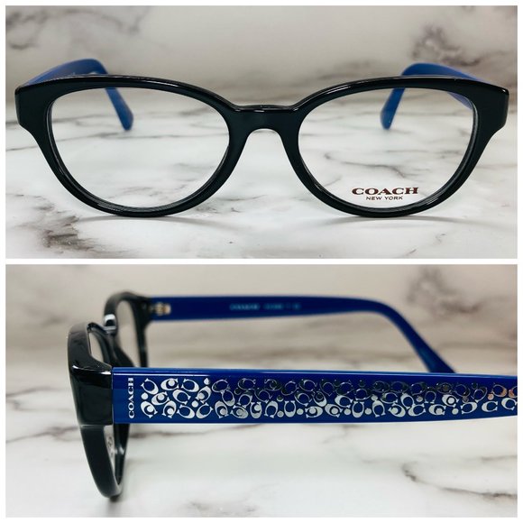 Coach Oval Black/Blue And Silver Eyeglasses Glasses Frames NWOT - Picture 1 of 12